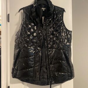 Talbots Shiny Black Puffer Vest